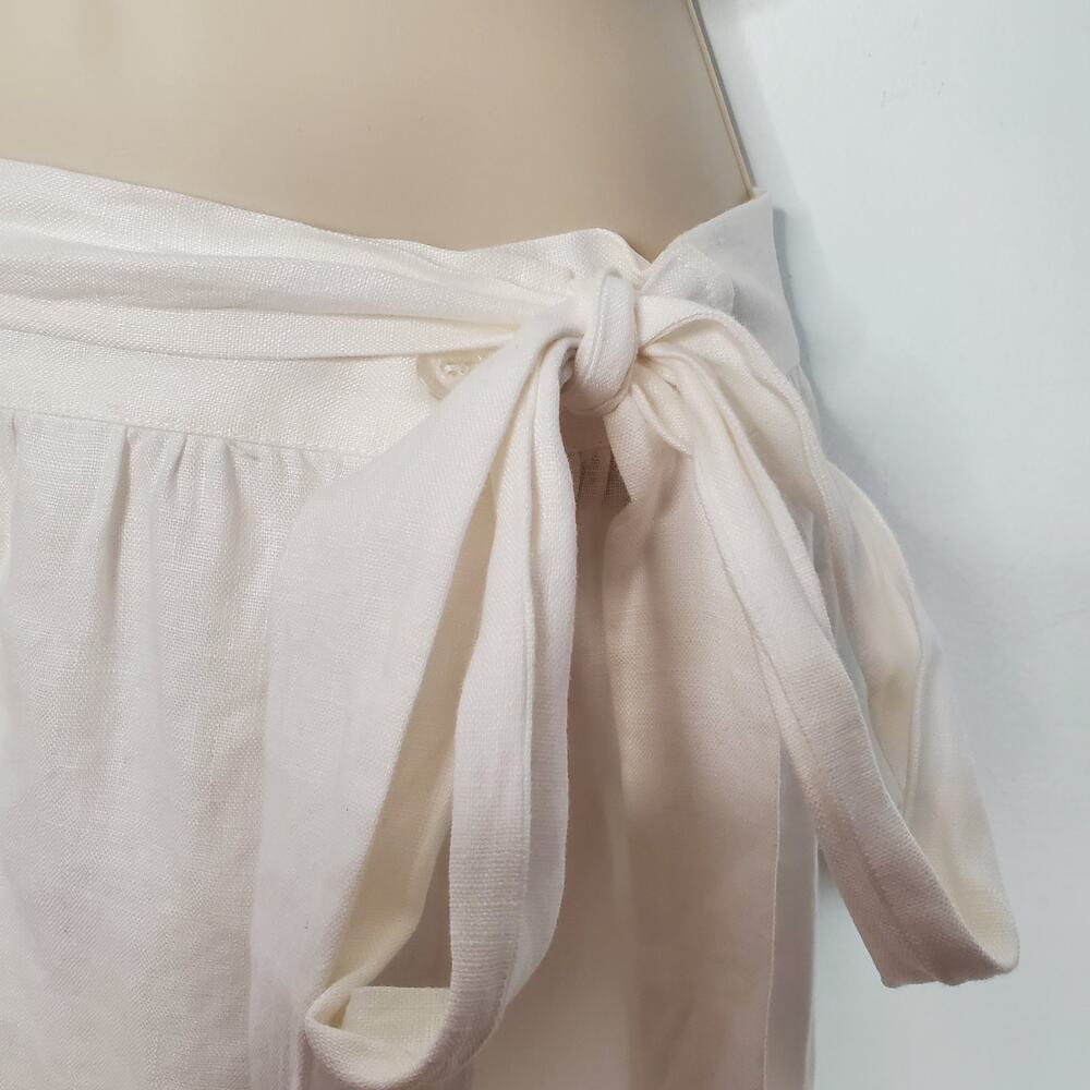 Reformation Clyde Two Piece Set 100% Linen Midi Skirt Crop Top Bustier White 10 - Picture 8 of 12